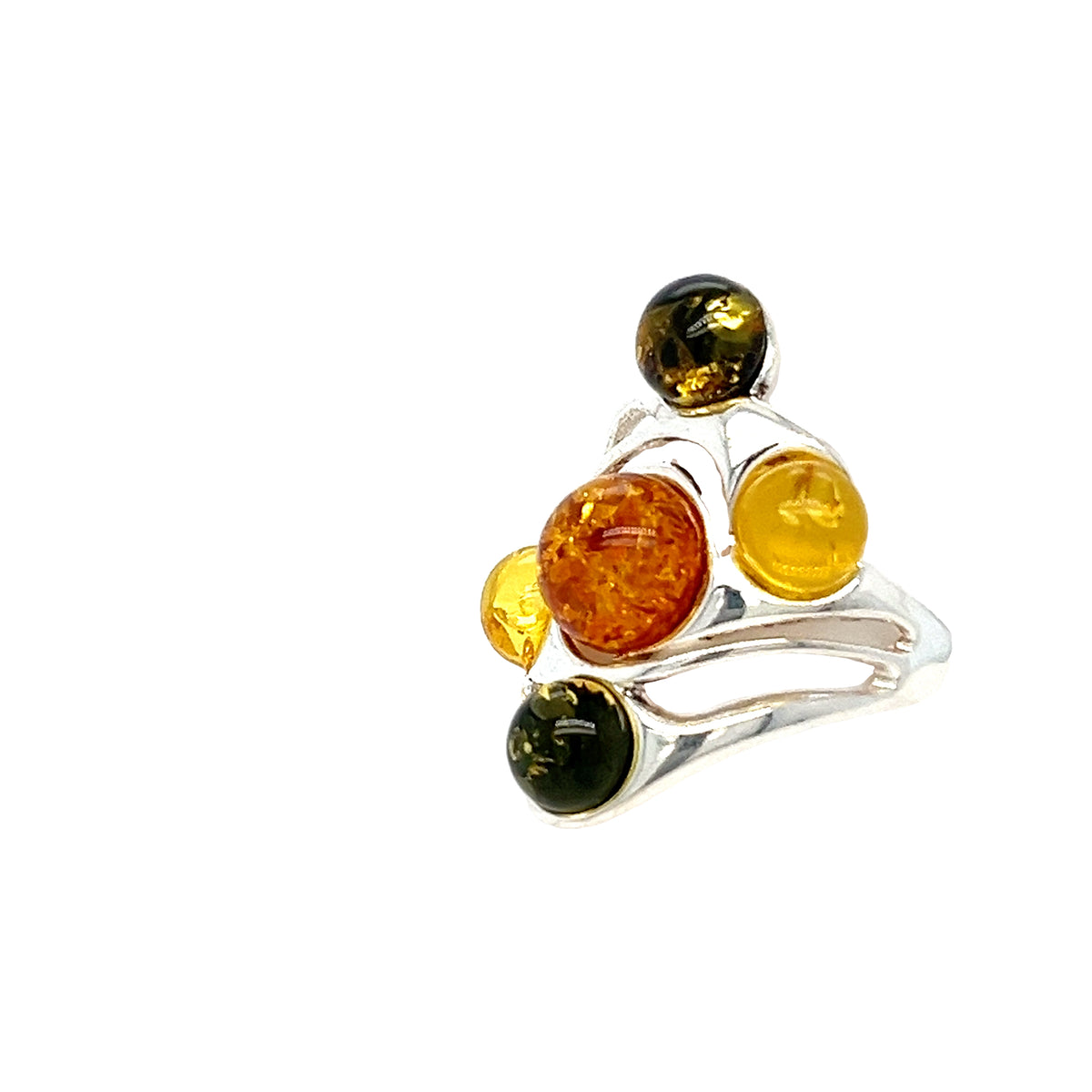 Multicolor barnsteen ring voor stijlvolle vrouwen