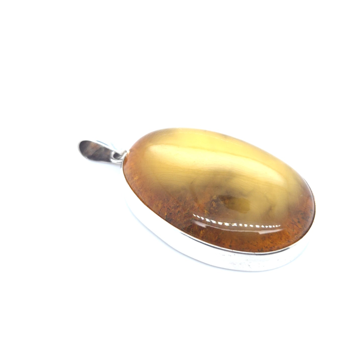 Unisex-Anhänger aus 925er Sterlingsilber mit echtem Bernstein – Unikat