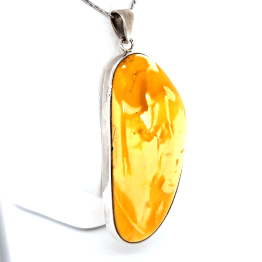 Vintage Bernstein Anhänger Silber 925 gelb Unikat