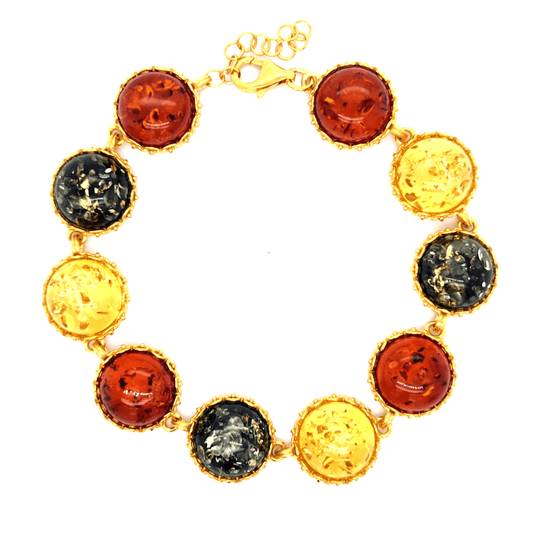 Damen Armband Bernstein 925 Silber vergoldet