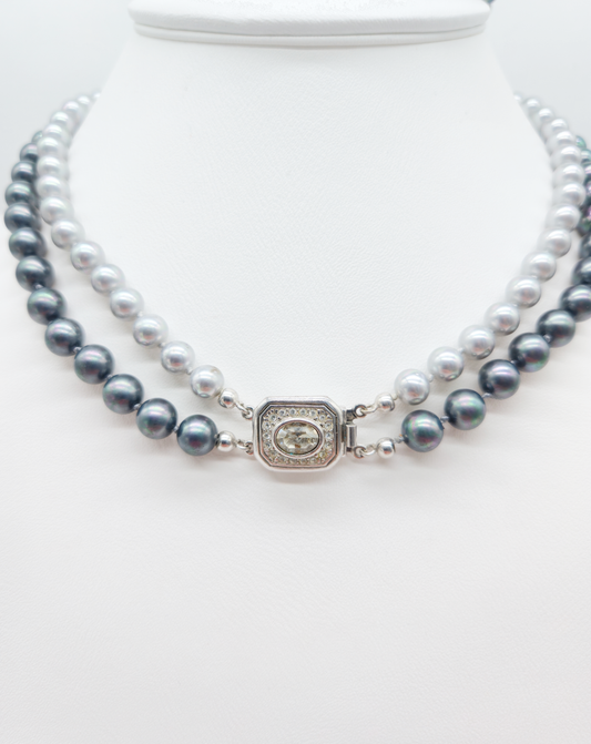 Modernes Schmuckset: Collier & Armband mit Perlen und Zirkonia