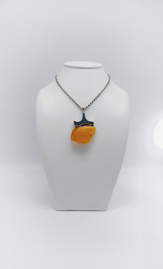 Flowing Amber: Unique Silver Pendant