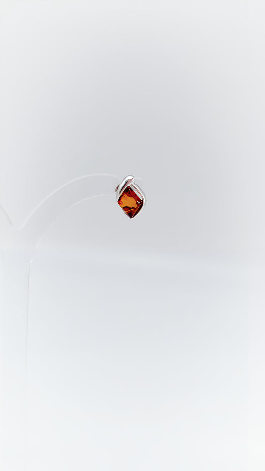 Geometric elegance: amber earrings in a silver frame