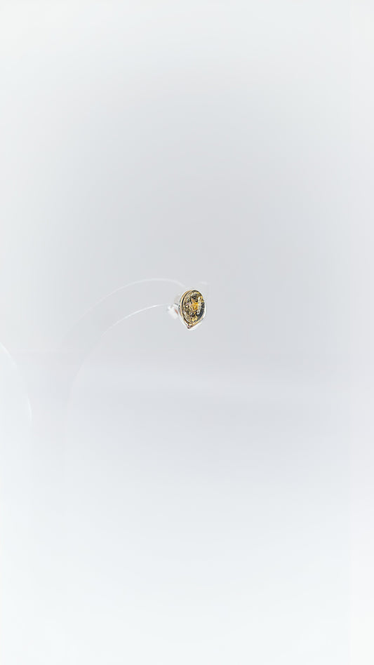 Oval amber earrings in a silver frame