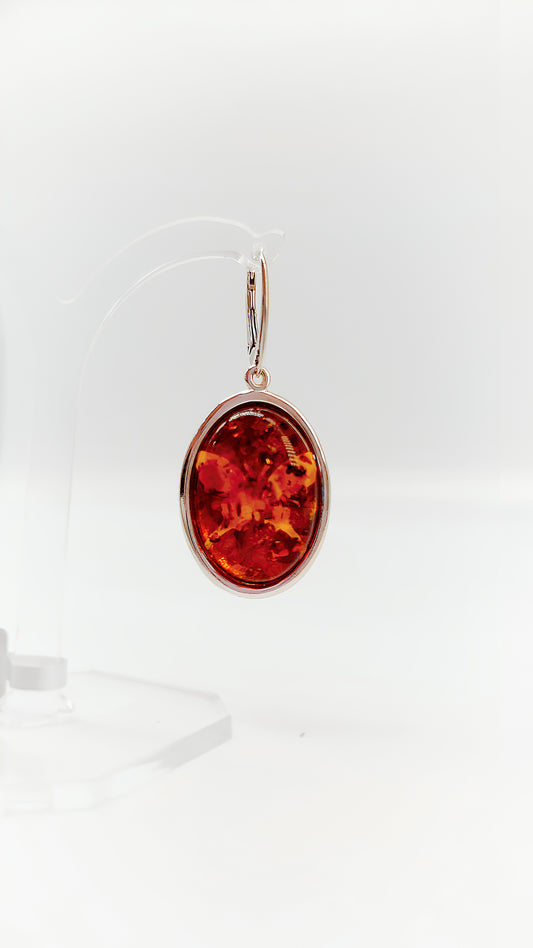 Luxurious earrings: amber & sterling silver