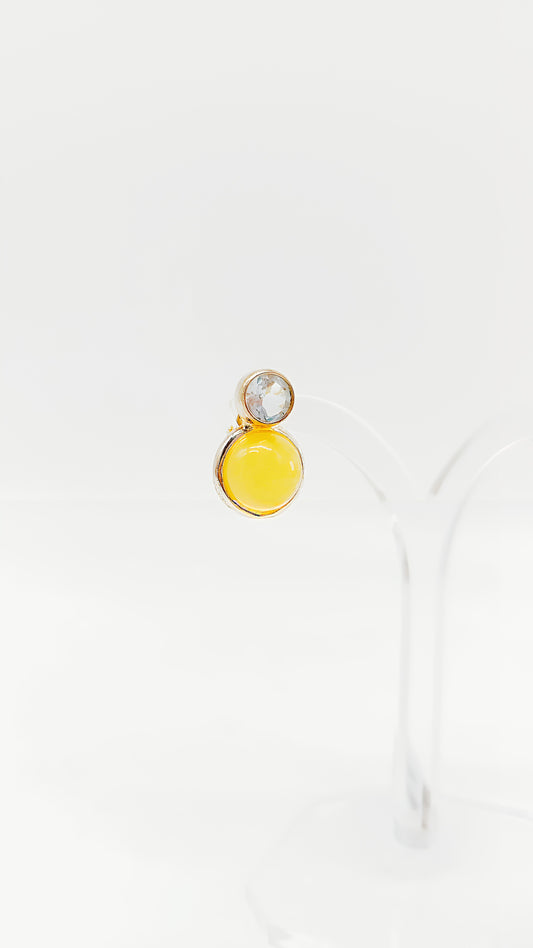 Brilliant silver earrings with topaz & amber