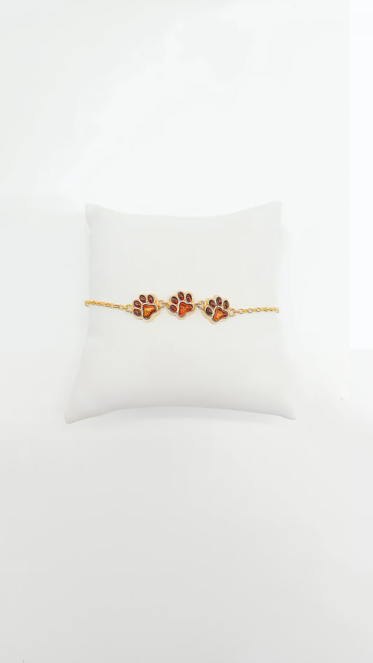 Animal love meets elegance: Amber bracelet with paws in 24-carat gold-plated silver