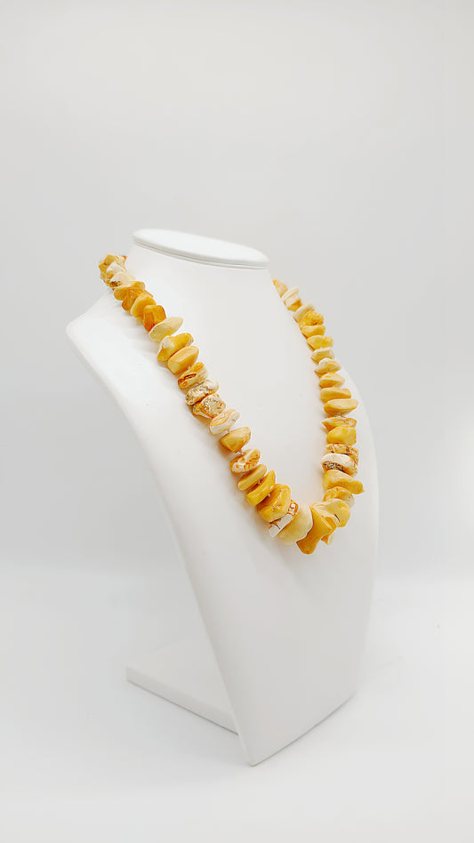 Natural amber necklace – handmade unique piece with yellow stones