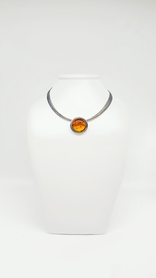 Radiant amber in modern sterling silver