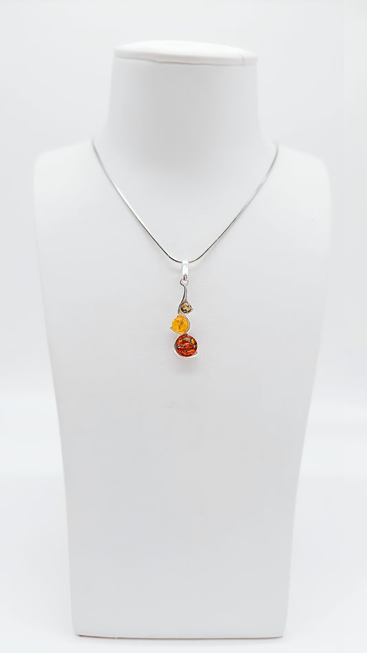 Schmuckanhänger Silber mit Bernstein & Farbsteine