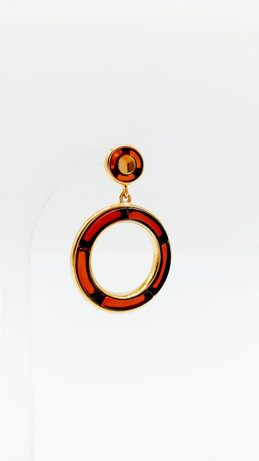 Statement earrings with gold-plated silver & amber
