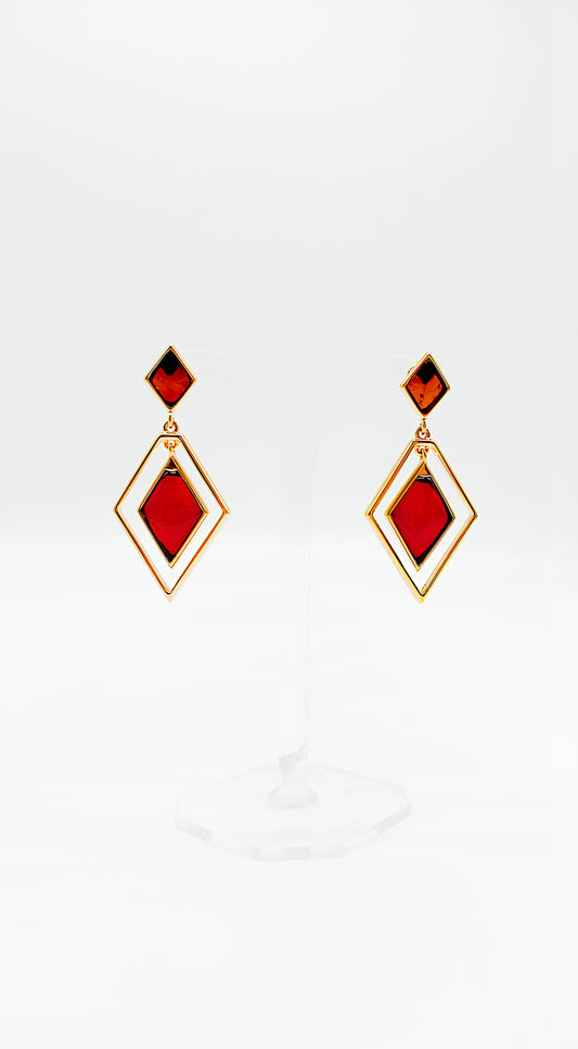 Women's earrings with red natural amber