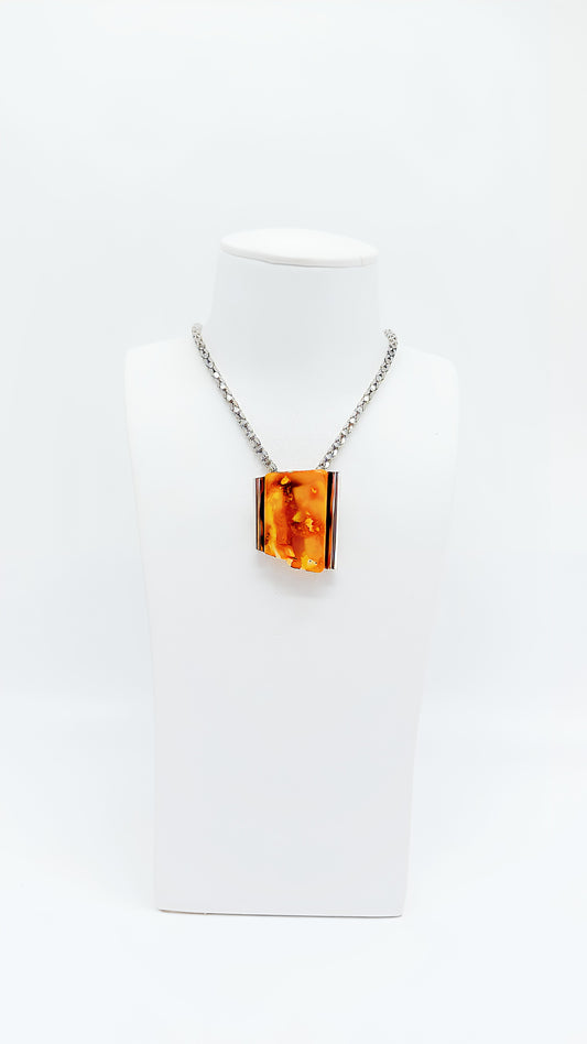 Powerful amber set in silver