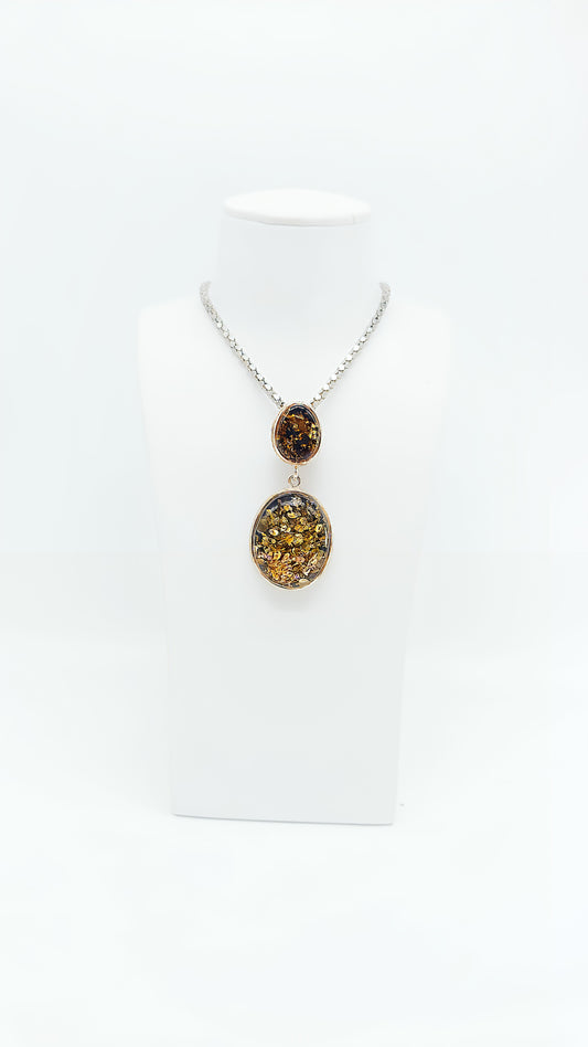 Exclusive amber pendant in double design