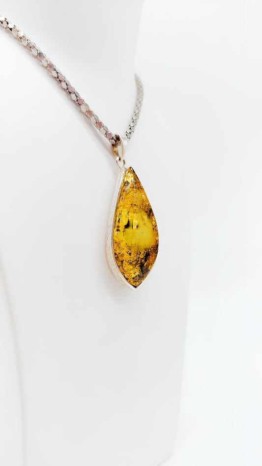 Amber pendant with silver setting stylish & noble
