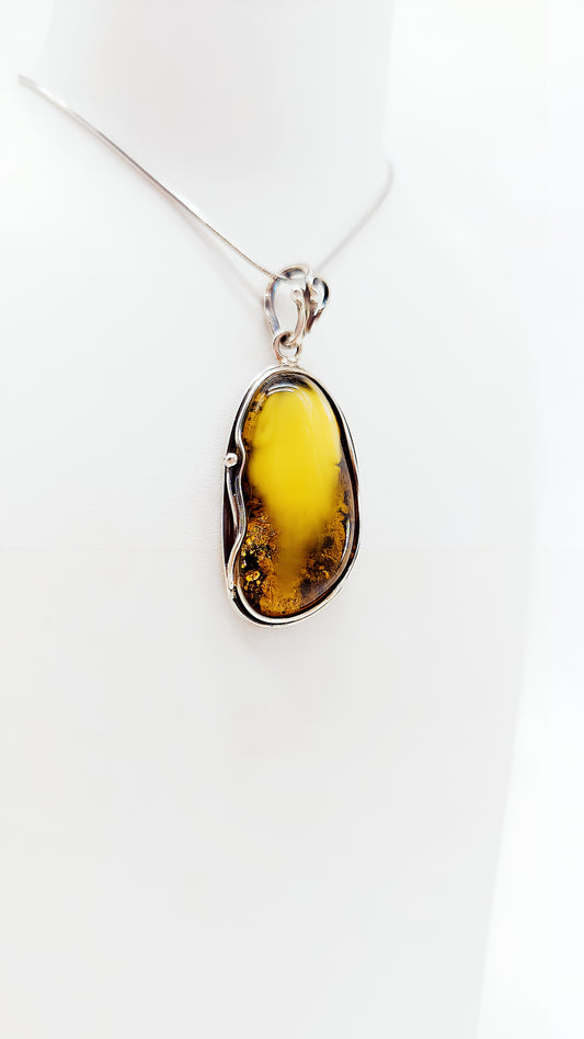 Organic amber pendant for women