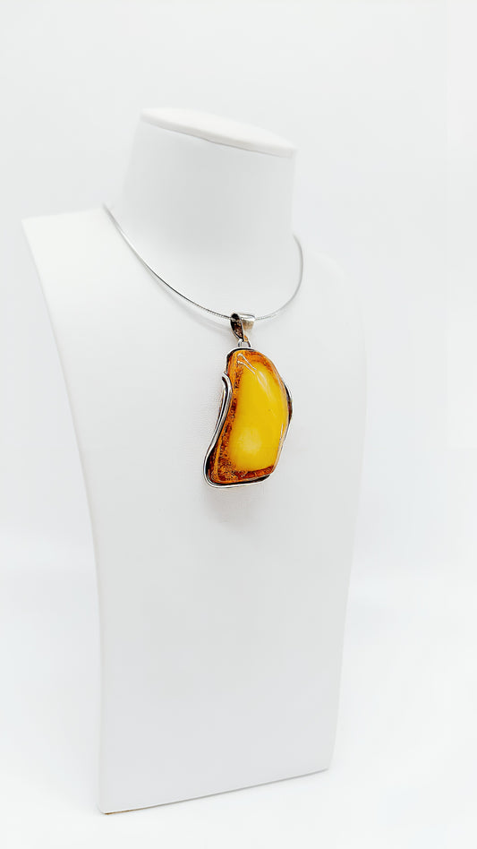 Amber artwork – elegant silver pendant for women
