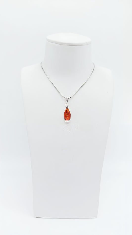 Exclusive amber pendant made of 925 sterling silver