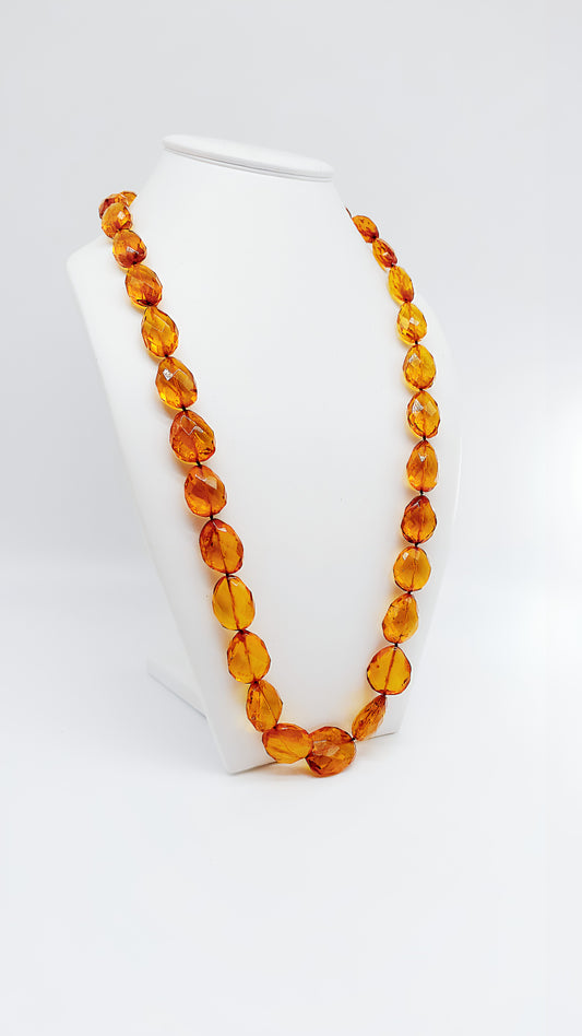 Extra long amber necklace made of genuine natural amber
