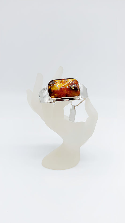 Bangle with genuine amber – handmade & high quality