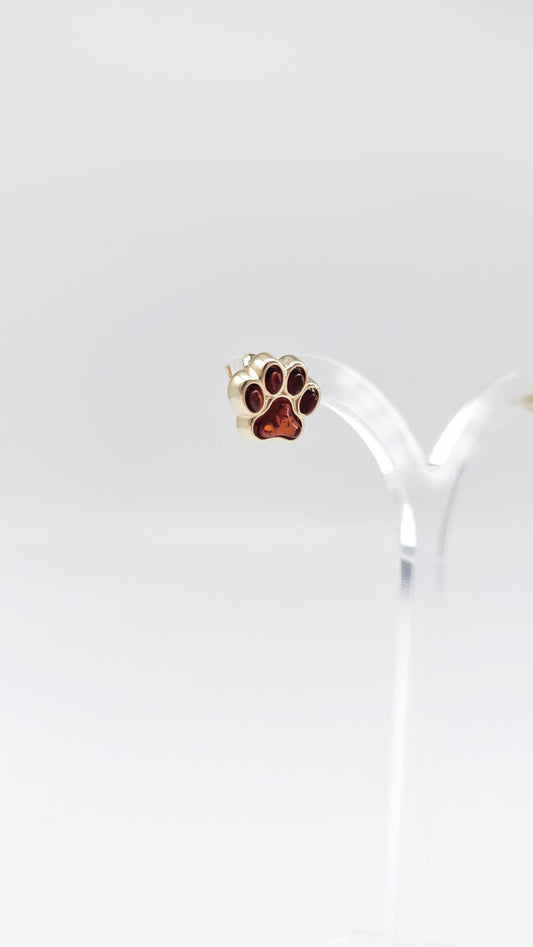 Handmade paw earrings with genuine natural amber