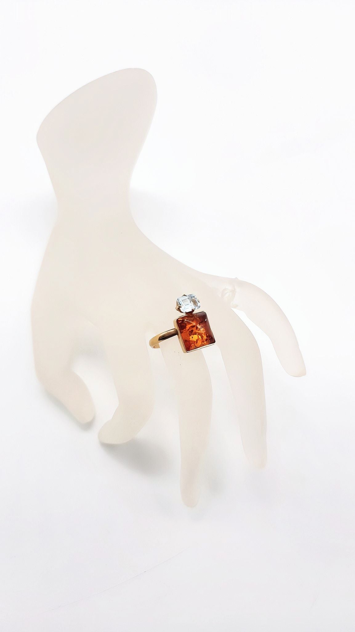 Radiant duo ring: amber & topaz