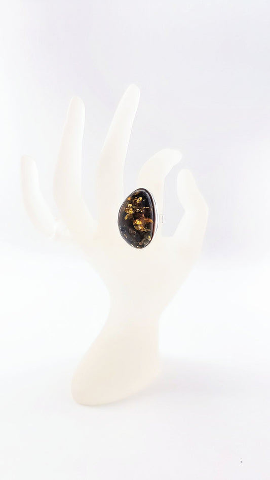 Statement ring made of natural amber