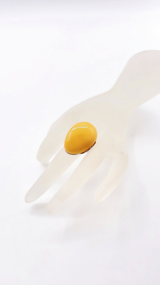 Unique ring: Adjustable amber in sterling silver