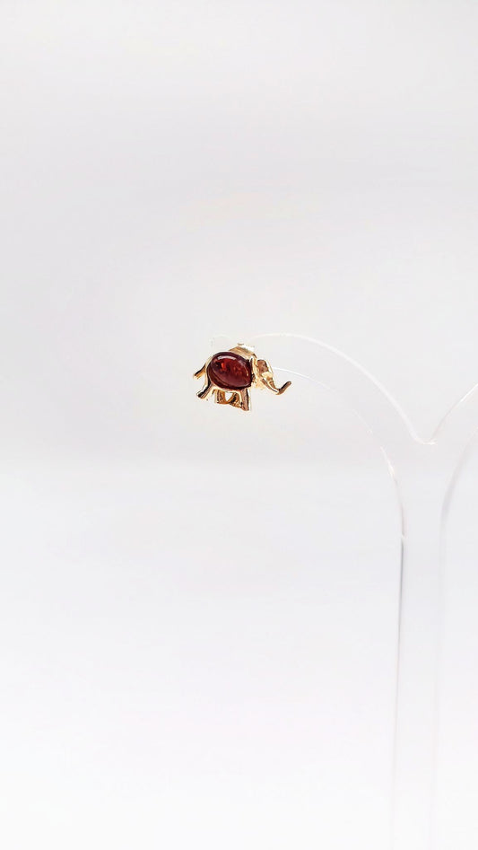 Enchanting children's earrings: Elephant with warm amber