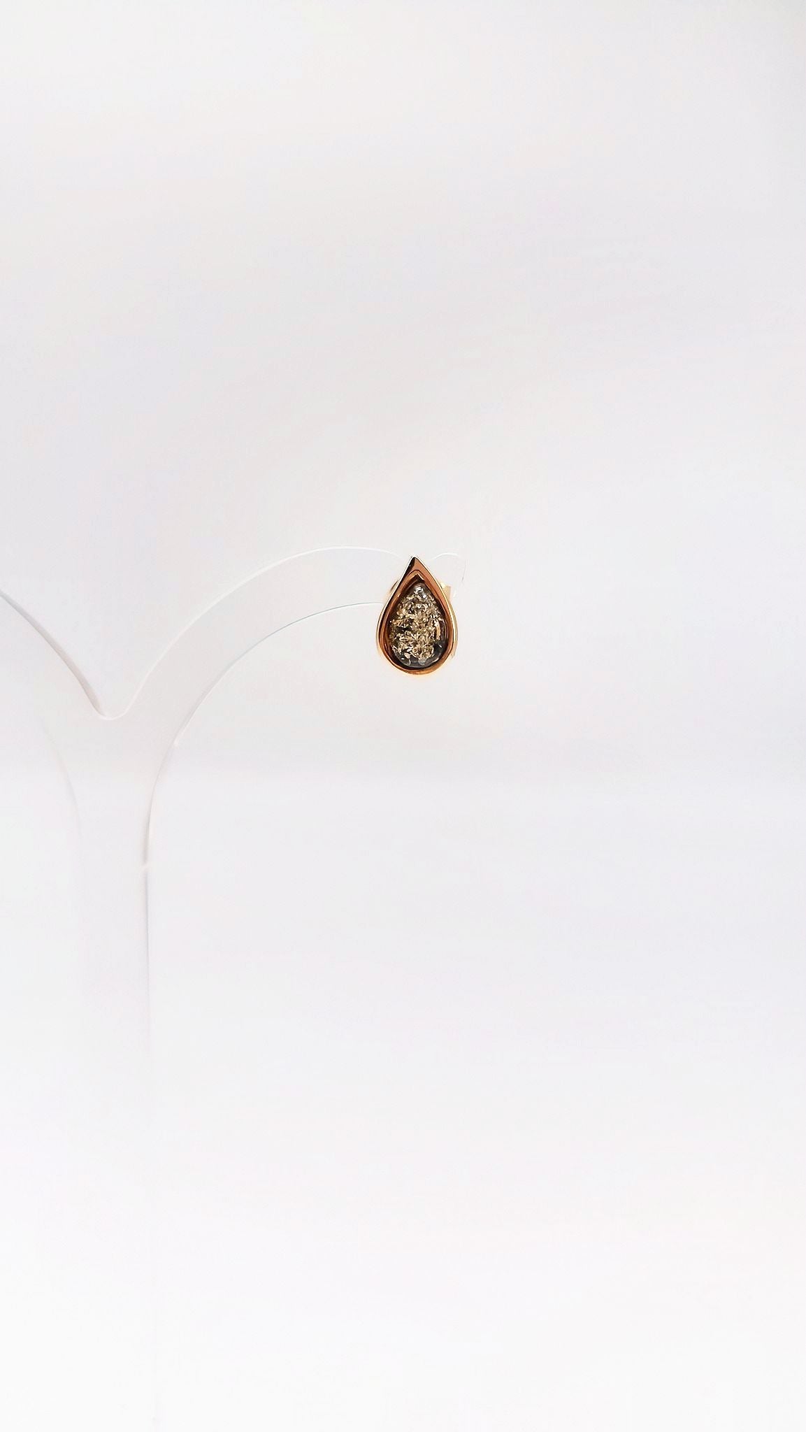 Elegante Bernstein-Ohrstecker in Tropfenform – Vergoldetes Silber