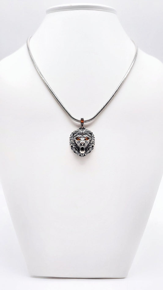 Löwe Sternzeichen Anhänger – 925 Silber & Bernstein