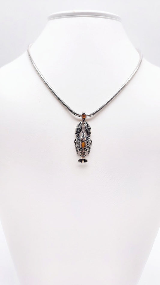 Krebs Sternzeichen Anhänger – 925 Silber & Bernstein