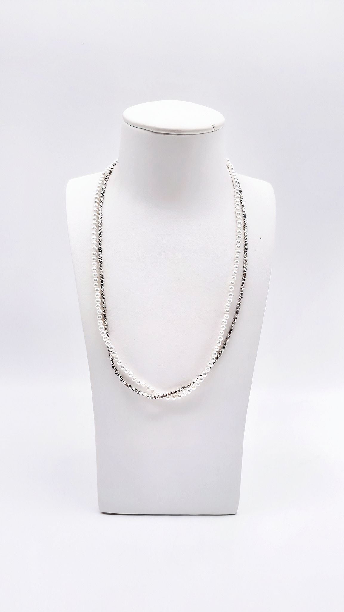 Luxuriöse Doppel-Kette – 925 Silber & Süßwasserzuchtperlen