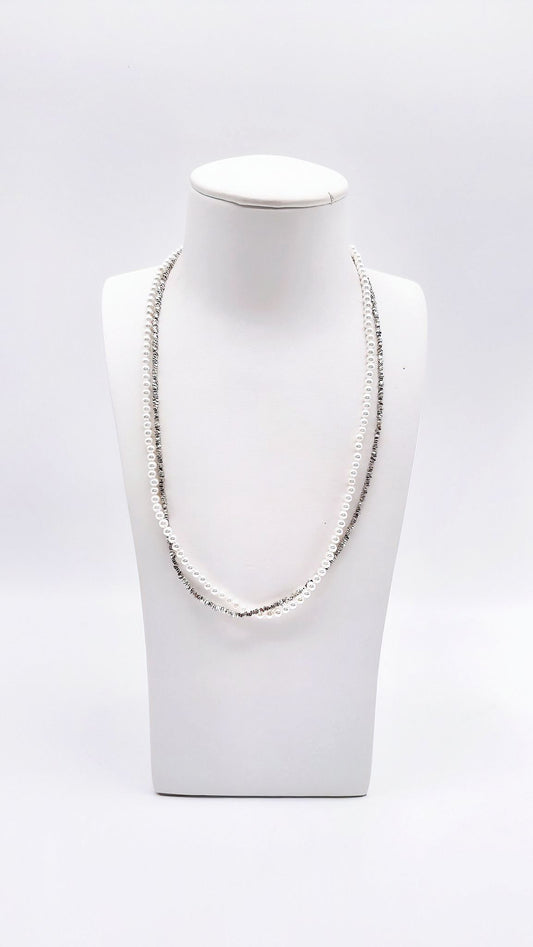Luxurious double necklace – 925 silver & freshwater pearls
