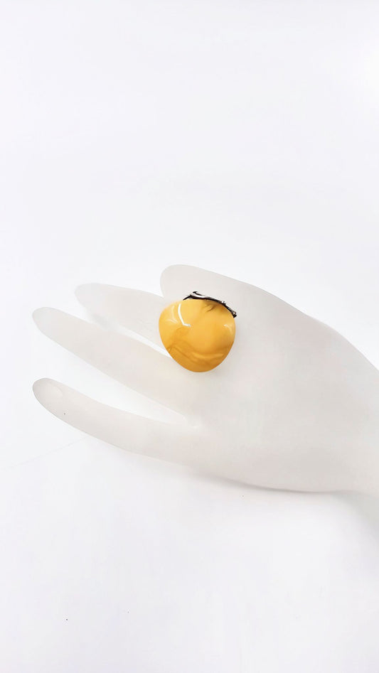 Honey yellow amber ring made of 925 silver – Adjustable & stylish