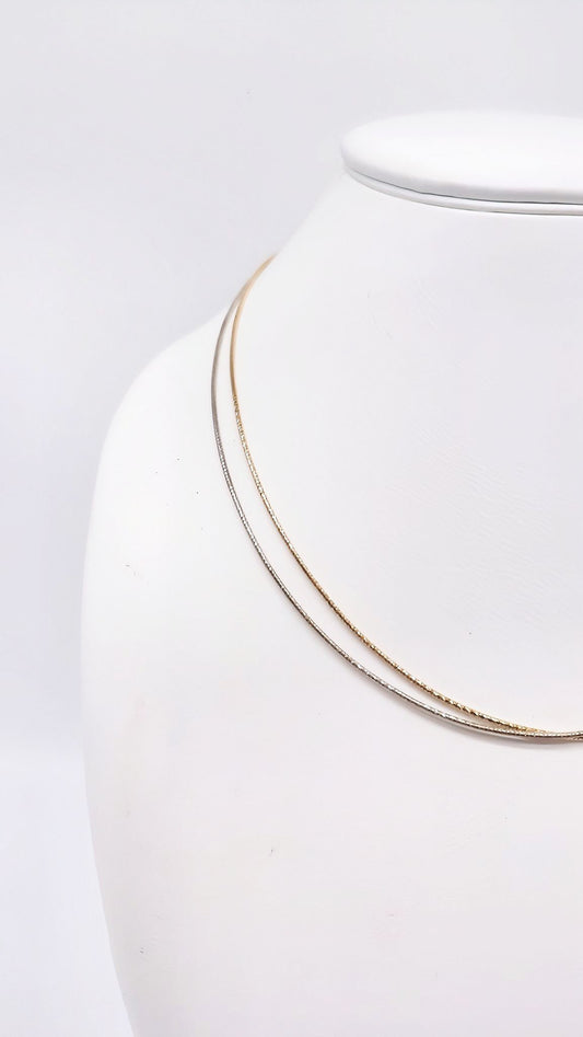 Double choker made of 925 silver – silver & gold combined