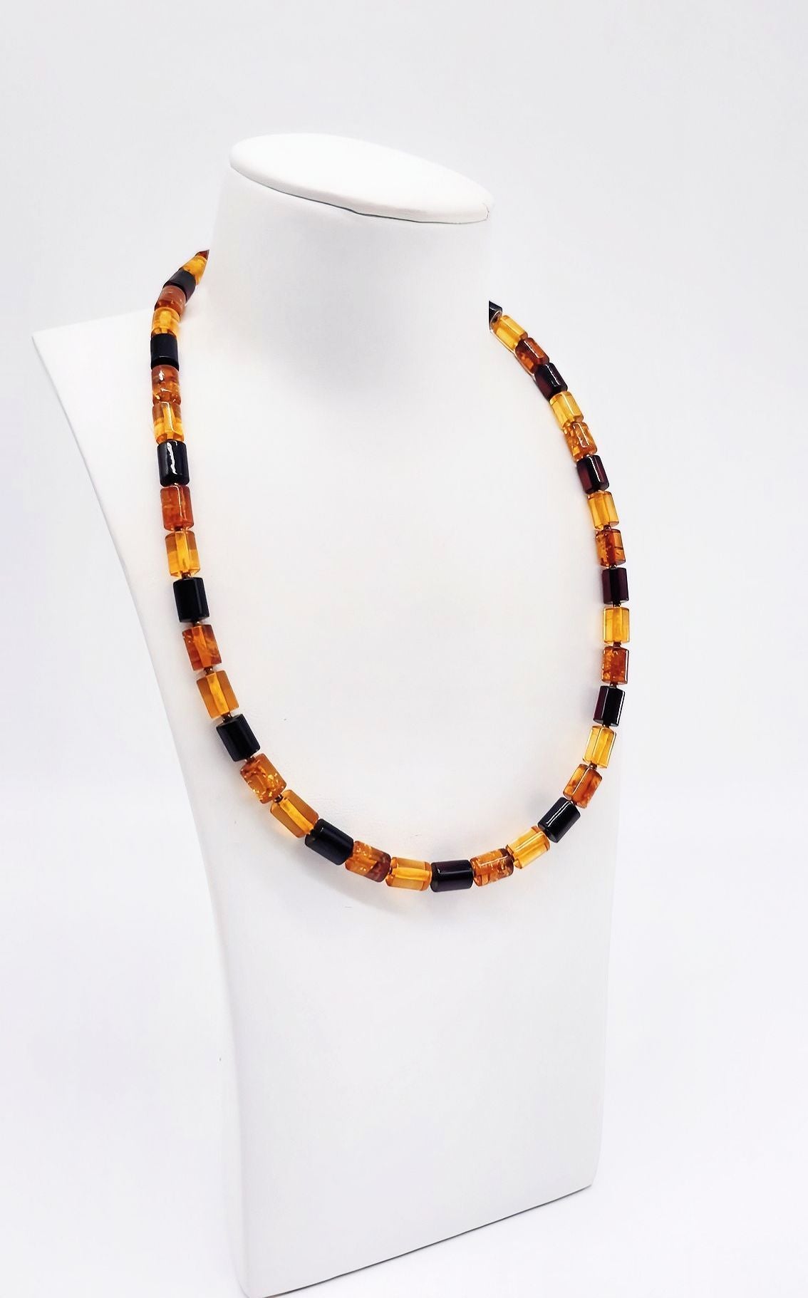Mehrfarbige Bernstein-Kette – warmes Orange & Gelb