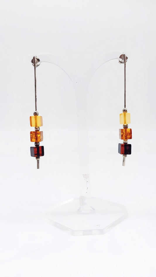 Colorful amber cubes – exclusive earrings for style-conscious women