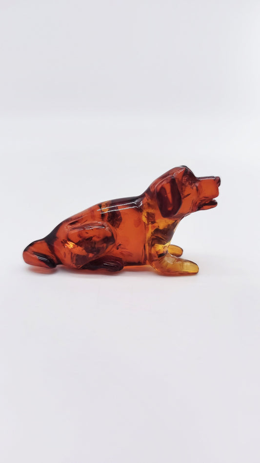 Loving companion: dog made of natural amber