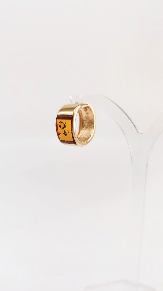 Luxury jewelry: Amber earrings in gold-plated silver