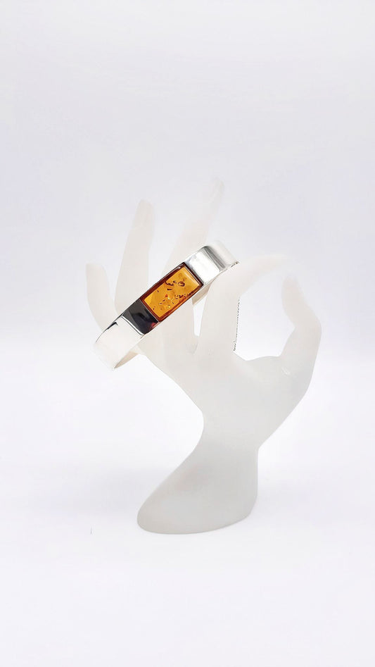 Silver bracelet with genuine amber