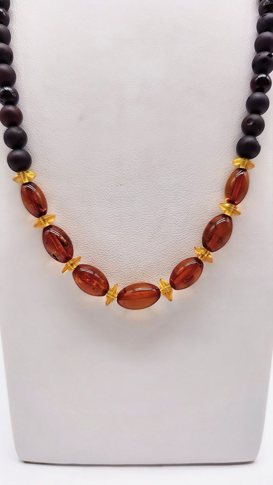 Amber lava stone necklace – elegant & handmade