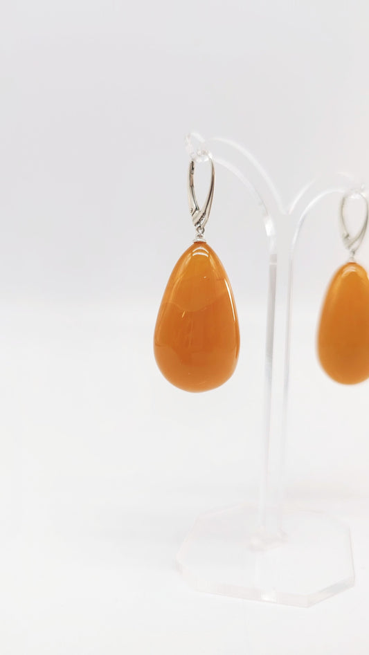 Drop-shaped earrings yellow amber – noble