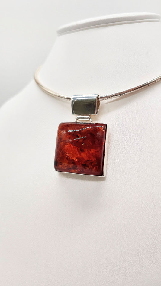 Fiery amber pendant – unique gift idea