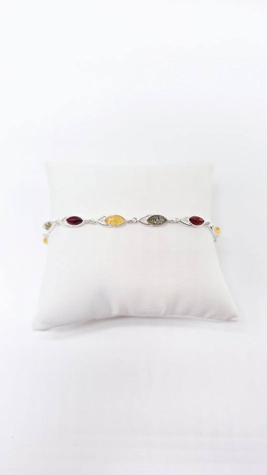 Silver bracelet natural amber – stylish jewelry for women