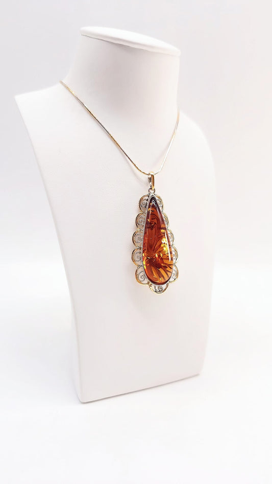 Natural amber pendant for women
