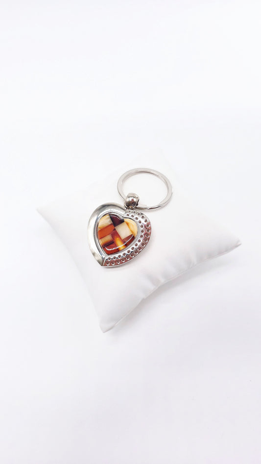 Romantic keychain with natural amber