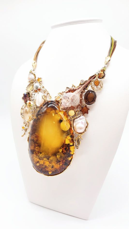 Maritime jewelry necklace silver gold-plated – handmade