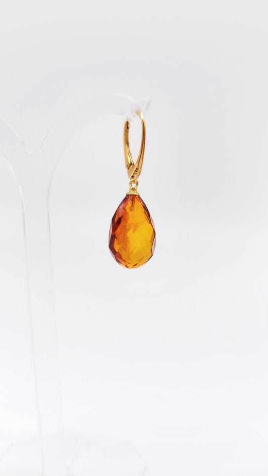 Women's Jewellery – Gold-Plated Amber Earrings