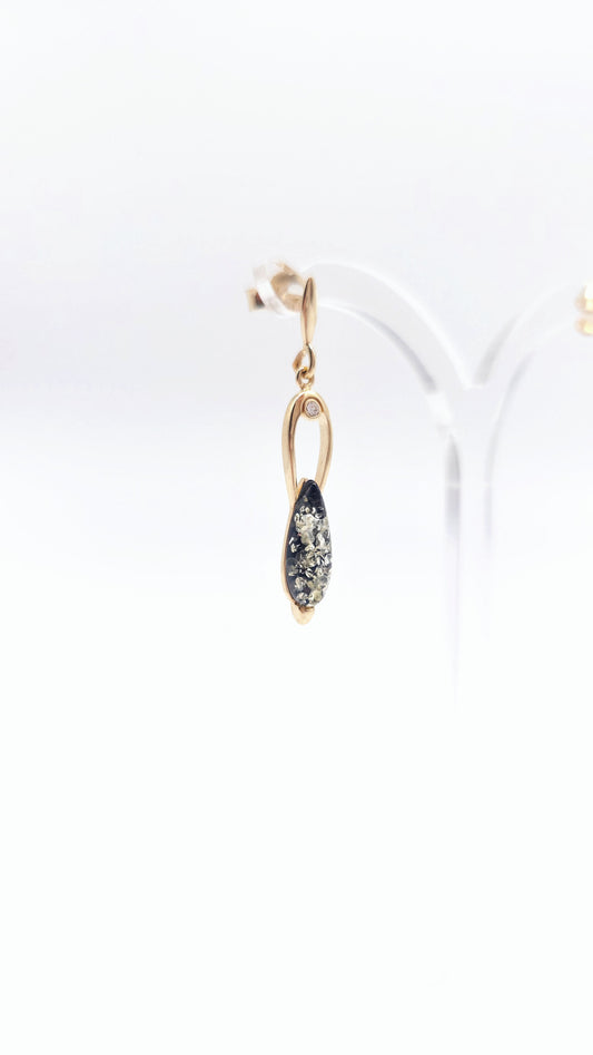 Amber earring gold look – delicate & elegant